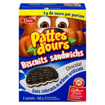 Bear Paws Sandwich Cookies Chocolate, Dare, 168g