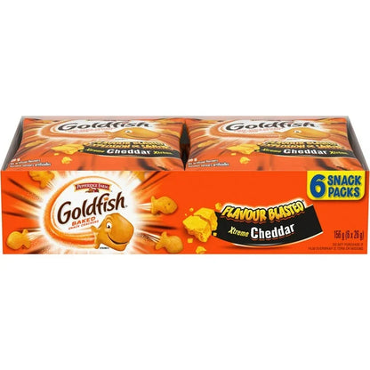 Goldfish® Flavour Blasted® Xtreme Cheddar Crackers Snack Packs 156g (6 x 26g bags), Cheddar Crackers 6 x 28g Packs