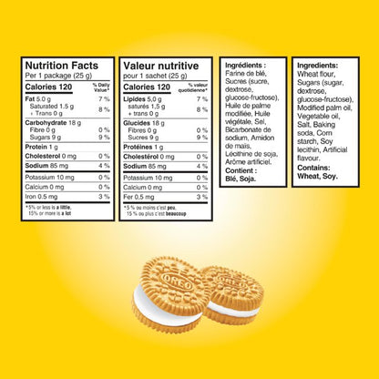 OREO, Mini Golden Cookies, Made in a Peanut-Free Facility, Individually Wrapped, Snack Pack, School Snacks, 150 g (6 Pouches)