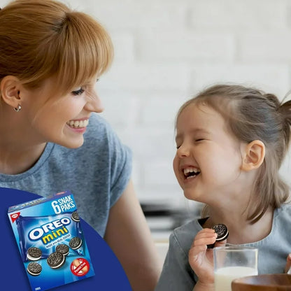 OREO, Mini Original Chocolate Sandwich Cookies, Made in a Peanut-Free Facility, Individually Wrapped, Snack Pack, School Snacks, Baked in Canada, 150 g
