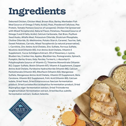 Blue Buffalo Tastefuls Adult Indoor Hairball Weight Control Natural Adult Dry Cat Food, Chicken & Brown Rice, 0.9kg