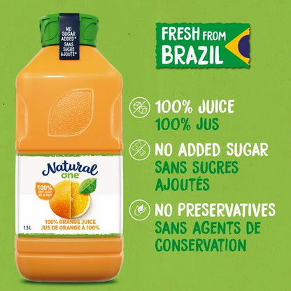 Natural One Orange Juice 1.5L, Not From Concentrate