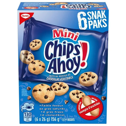 Chips Ahoy! Mini Chocolate Chip Cookie Snack Packs, Made in a Peanut-Free Facility, School Snacks, Baked in Canada, 156 g