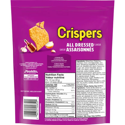 Crispers, All Dressed Flavour, Salty Snacks, Is It a Chip or a Cracker, 145 g